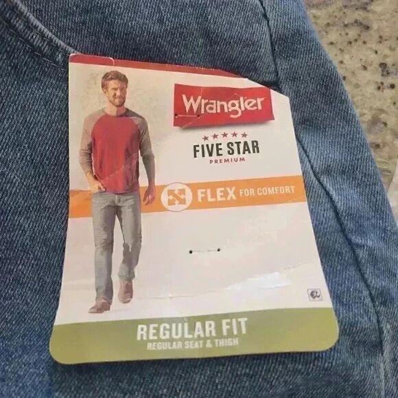 Wrangler Men's Medium Wash Blue Cotton/Spandex Regular Fit Comfort Flex Relaxed - Picture 12 of 13